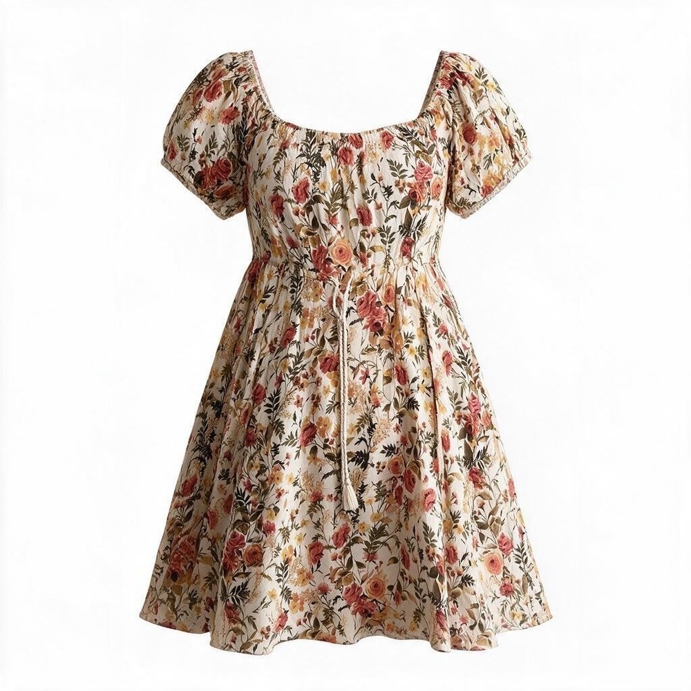 Torrid Womens Size 5X Floral Puff Sleeve Mini Dress Cottagecore Square Neck